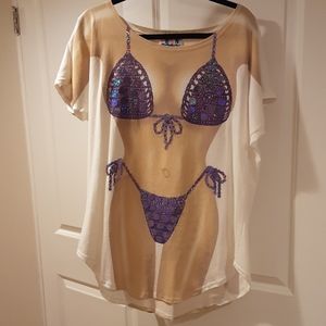 Embellished Bikini Lady Beach CoverUp Tee